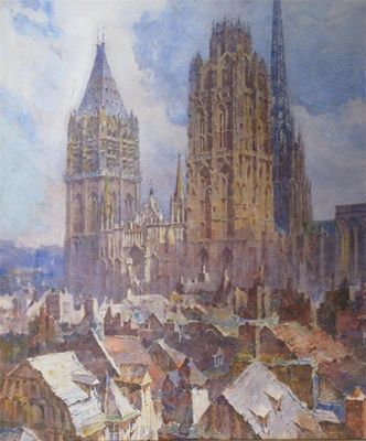 Appraisal: F Evans th Century Rouen Cathedral Signed and inscribed Watercolour