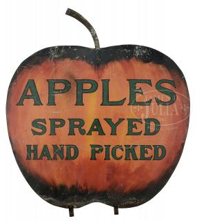 Appraisal: FABULOUS TWO SIDED APPLE FORMED TRADE SIGN IN PAINTED SHEET