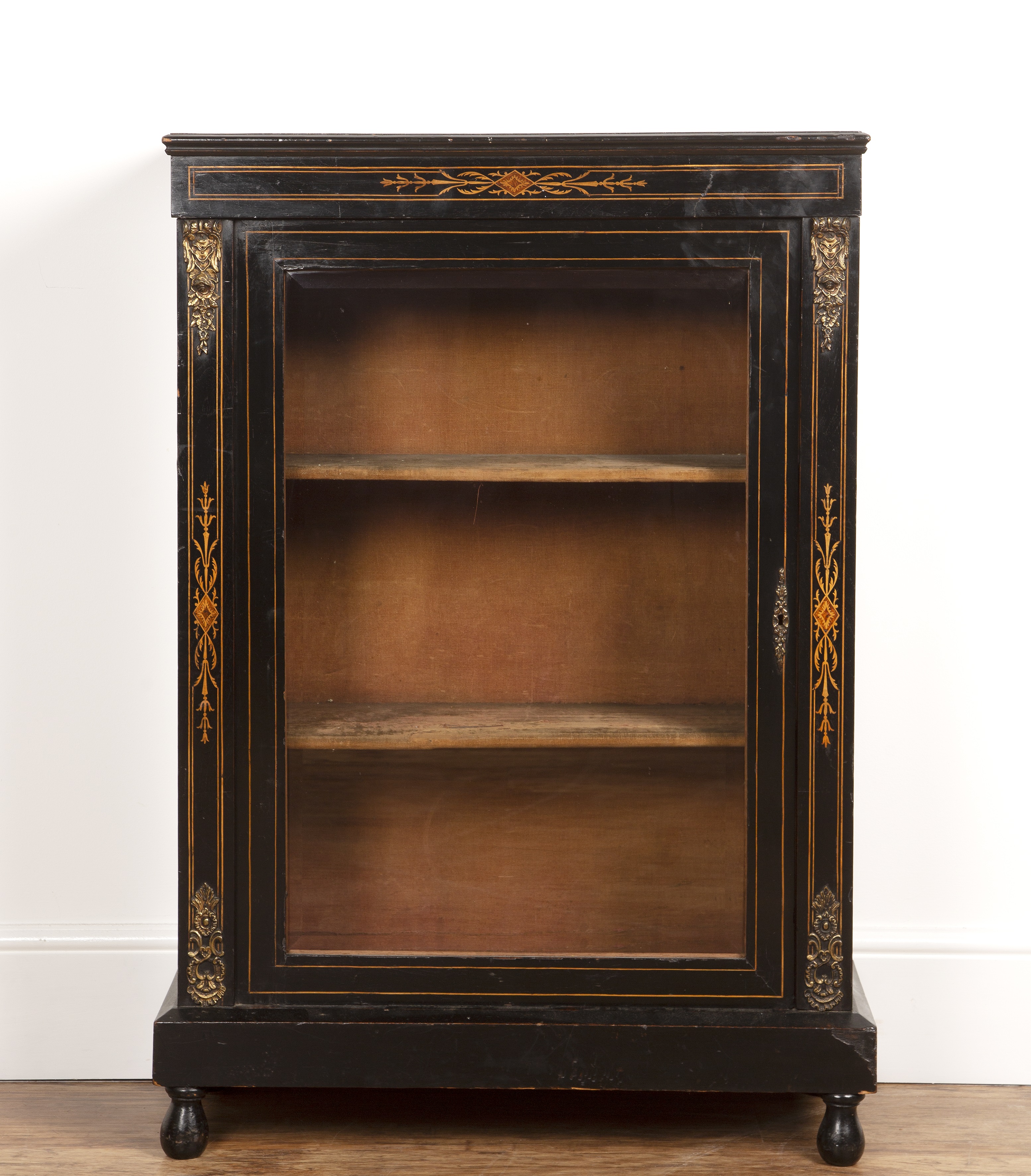 Appraisal: Ebonised side cabinet th Century with gilt metal mounts and