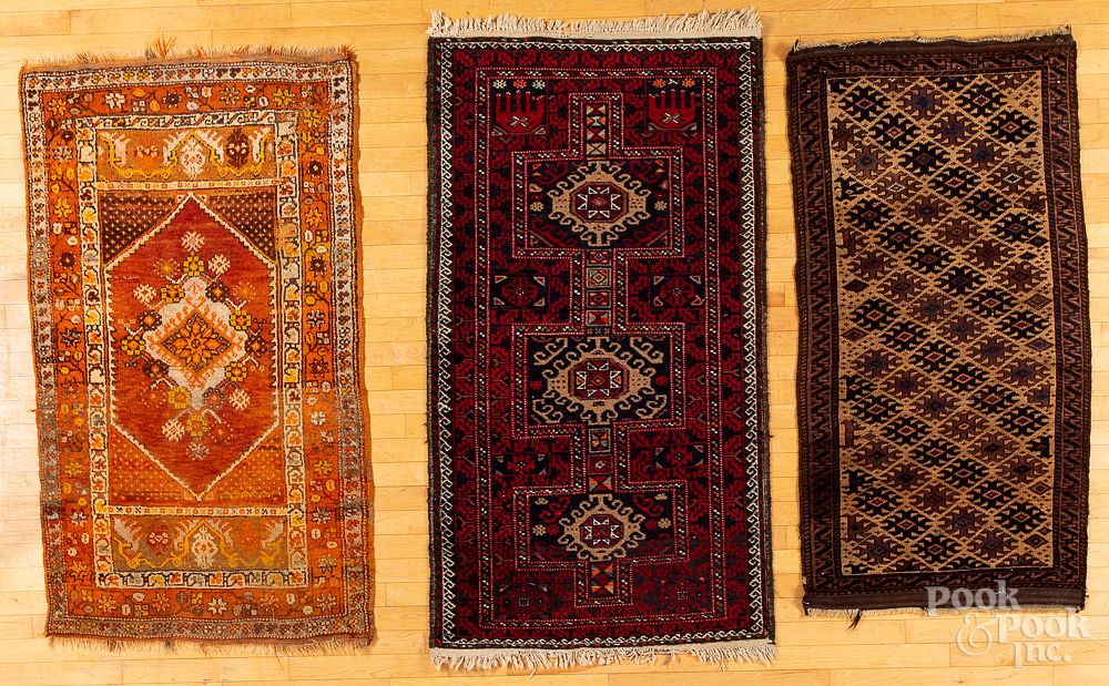 Appraisal: Three Oriental scatter rugs Three Oriental scatter rugs ' x