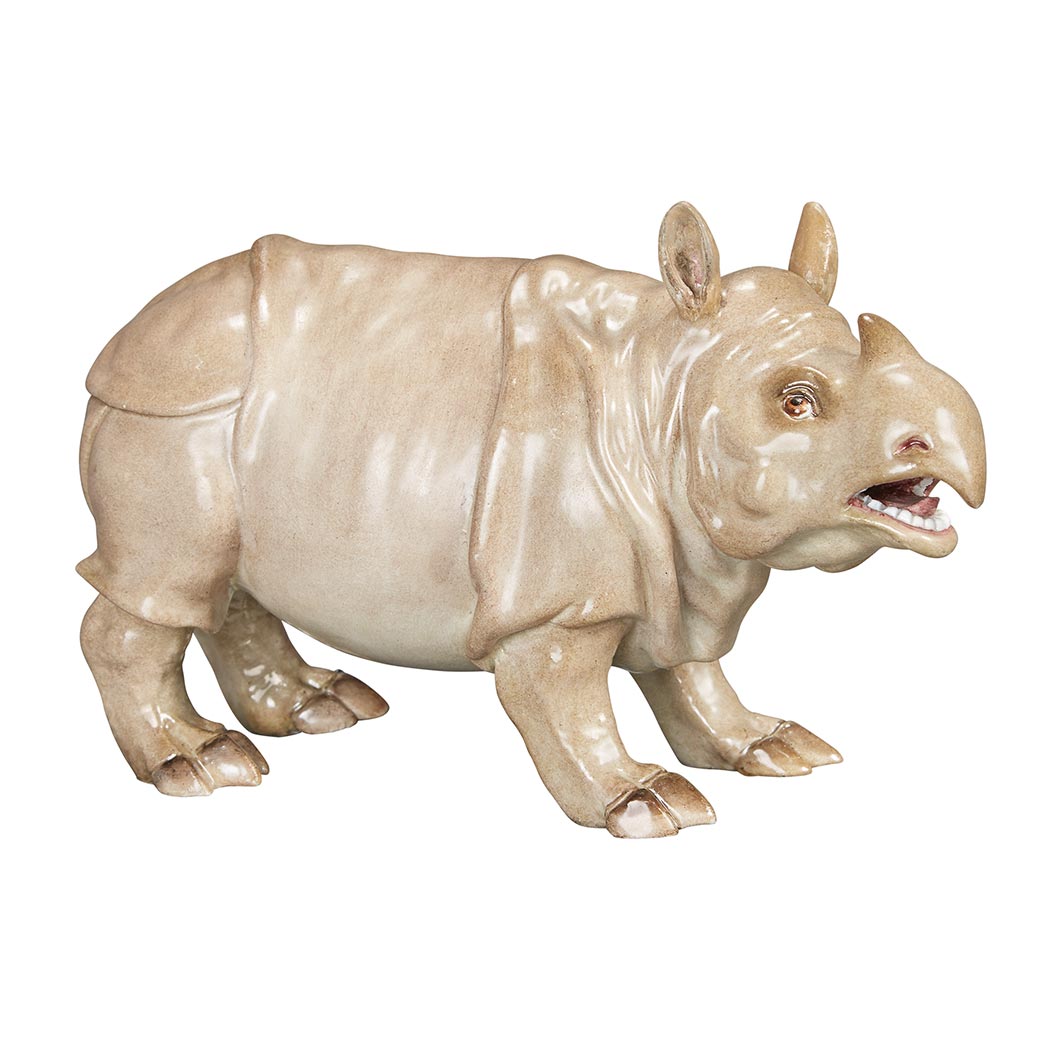 Appraisal: Meissen Porcelain Figure of a Rhinoceros th Century Modeled in