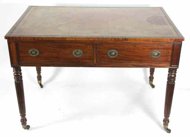 Appraisal: A George III mahogany writing table the later leather inset