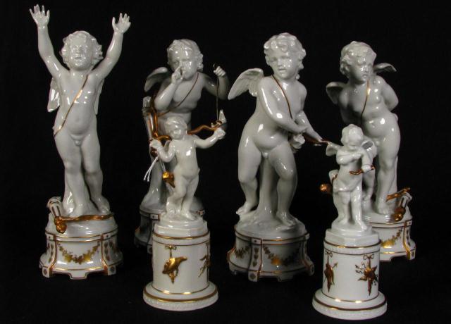 Appraisal: Group of six Italian porcelain figures depicting Angels four are