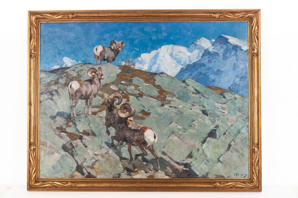 Appraisal: CARL CLEMENS MORITZ RUNGIUS ALARMED BIG HORN ROCKY MOUNTAIN SHEEP