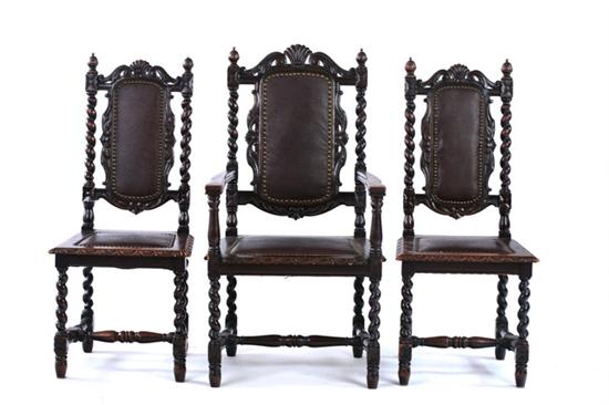 Appraisal: SET OF SIX BAROQUE REVIVAL OAK DINING CHAIRS th century