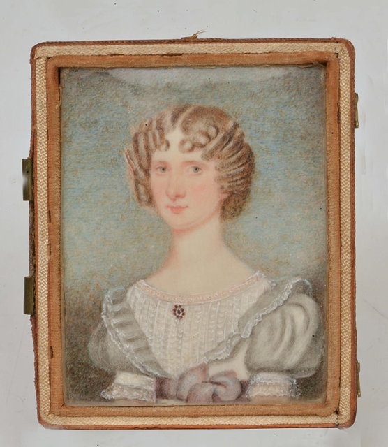 Appraisal: Mid th Century SchoolHalf length miniature portrait of Catherine Ritchie