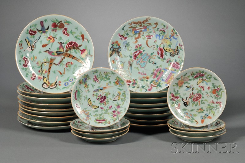 Appraisal: Twenty-five Assembled Celadon Porcelain Plates China late th century sixteen