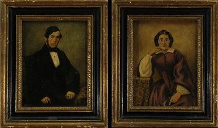 Appraisal: Continental School Pair of Portraits of Husband and Wife Oil