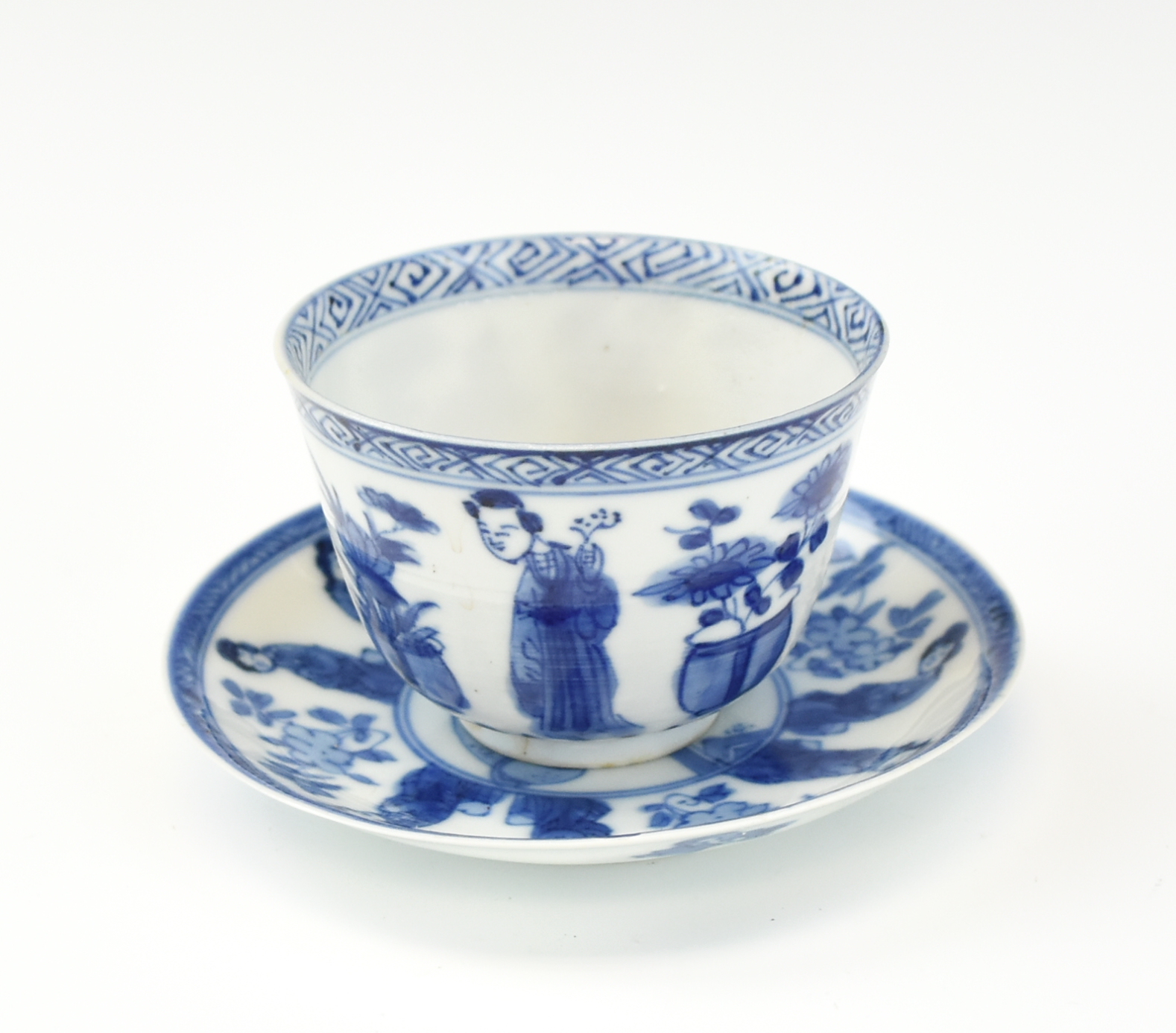 Appraisal: CHINESE EXPORT B W SACUER CUP KANGXI PERIOD Chinese Kangxi