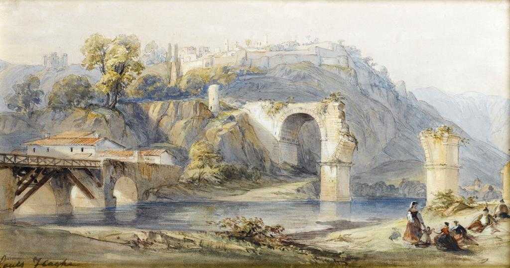 Appraisal: LOUIS HAGHE HPRI - THE BRIDGE AT NARNI signed pencil