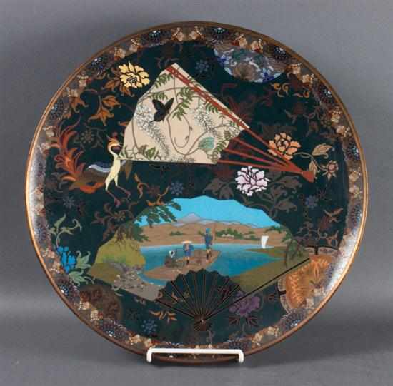 Appraisal: Chinese cloisonne enamel charger second half- th century stylized sacred