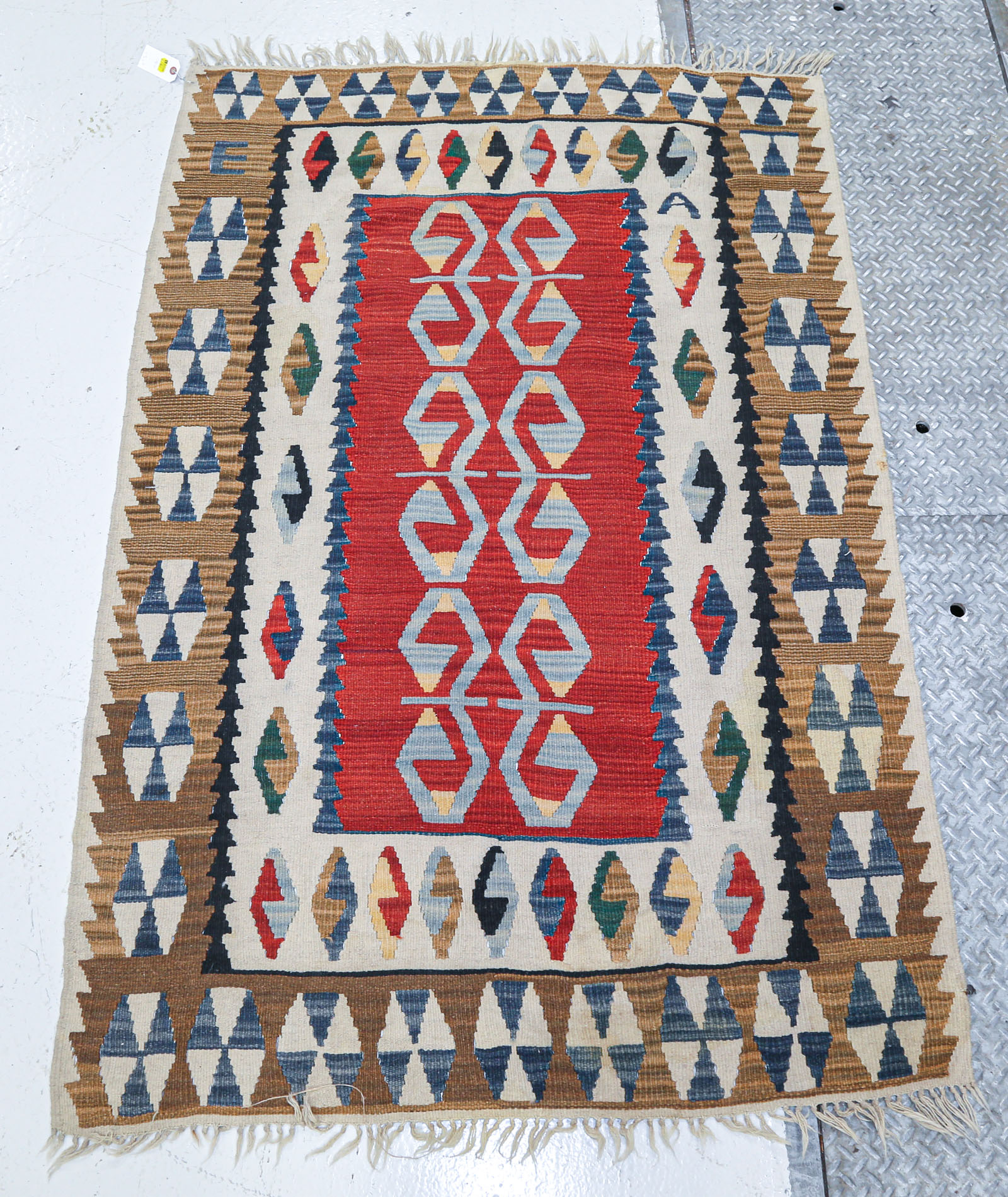 Appraisal: KILIM RUG TURKEY X Fourth quarter- th century hand-woven wool