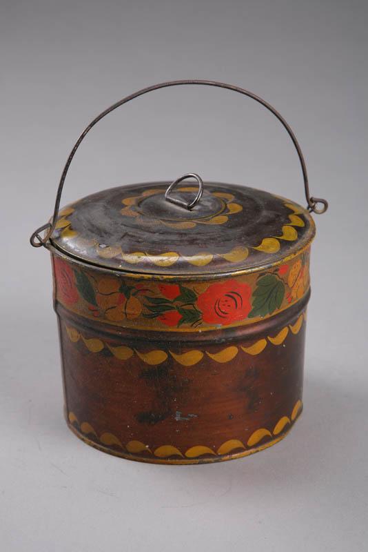 Appraisal: TOLE LIDDED PAIL American st half- th century tin Original