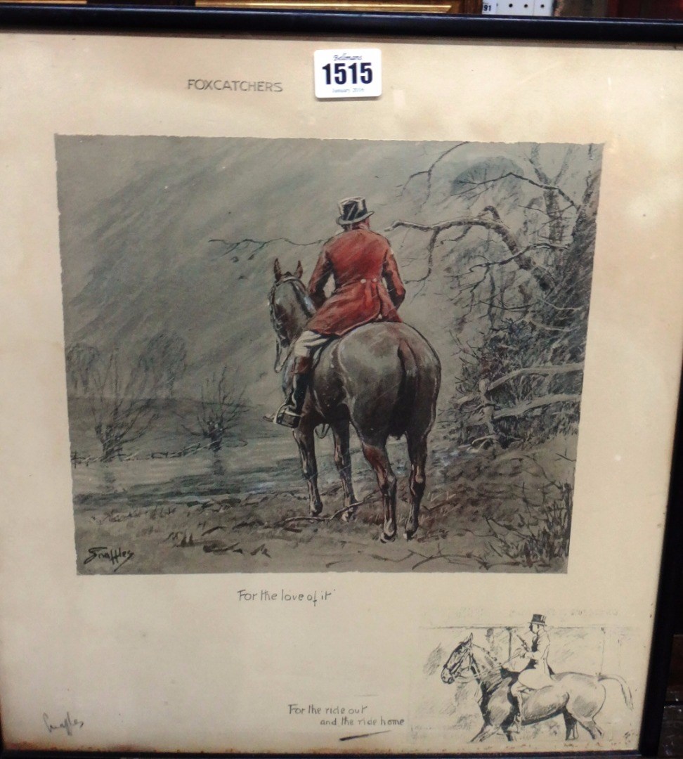 Appraisal: Snaffles' Charles Johnson Payne - Foxcatchers colour print signed in