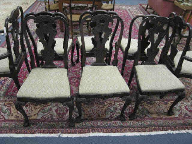 Appraisal: Set of Chippendale Chairs carved mahogany two have arms ball