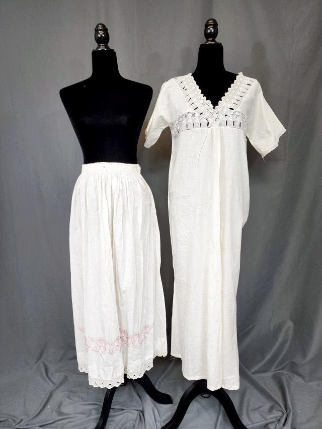 Appraisal: Vintage White Cotton Nightgown with machine embroidered and eyelet trim