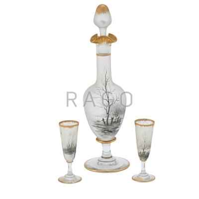 Appraisal: DAUM NANCY GLASSWARE Three piece cordial set comprised of decanter