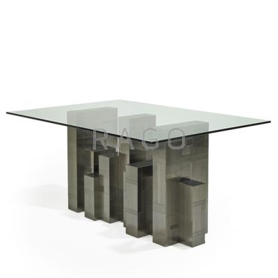 Appraisal: PAUL EVANS DIRECTIONAL Cityscape dining table USA s Patinated steel