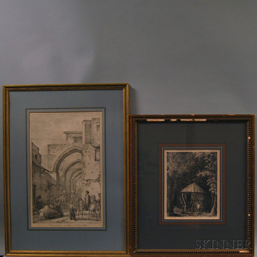 Appraisal: Two Prints Godefroy Engelmann German French th Century After Carle