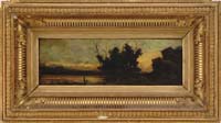 Appraisal: THEODORE ROUSSEAU French - EVENING LANDSCAPE Oil on thin mahogany