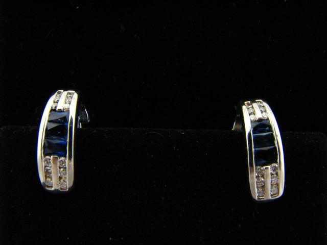 Appraisal: Pair of K white gold sapphire and diamond earrings with