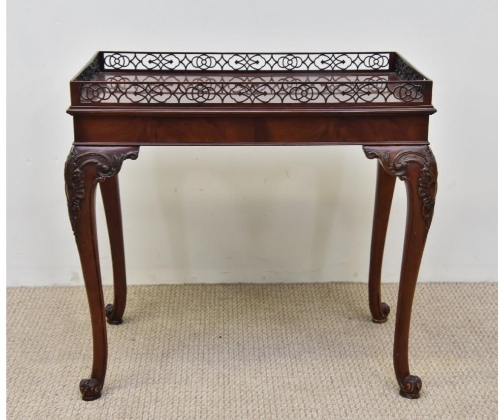 Appraisal: Chippendale style rectangular mahogany tea table with inlaid center h