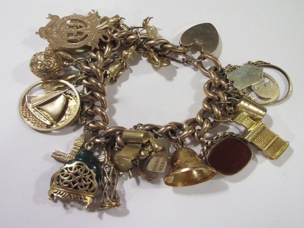 Appraisal: ct gold charm bracelet with gold charms one ct gold