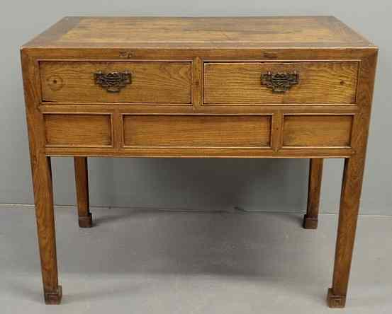 Appraisal: Chinese two-drawer table th c with square legs and shaped