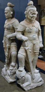 Appraisal: Two Chinese Stone Guardians lot of Chinese stone sculptures of