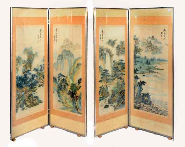 Appraisal: A SET OF FOUR JAPANESE SCROLLS mounted as screens each