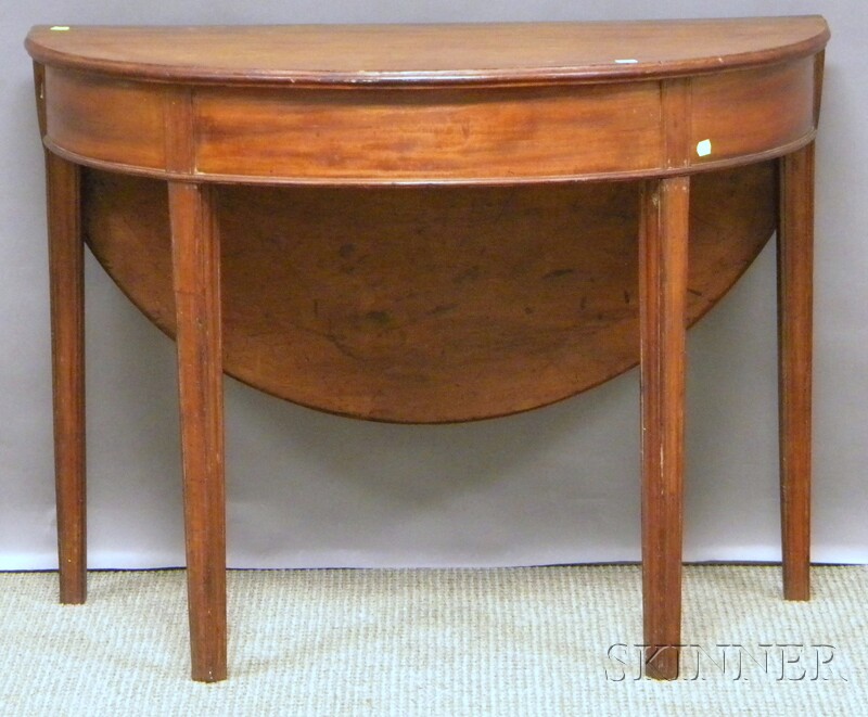 Appraisal: Chippendale Mahogany Demilune Table with Single Drop-leaf with molded legs