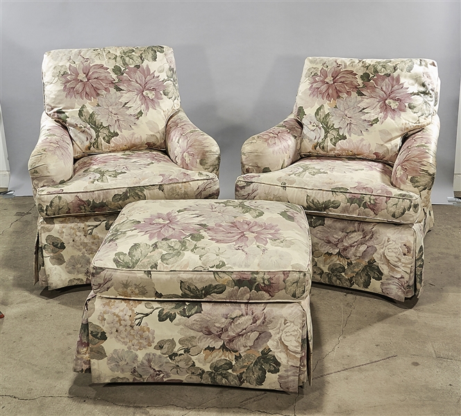 Appraisal: Four piece Set of Baker upholstered furniture with floral design