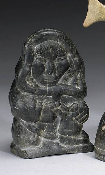 Appraisal: Eskimo and Northwest Depicting a kneeling woman working on a