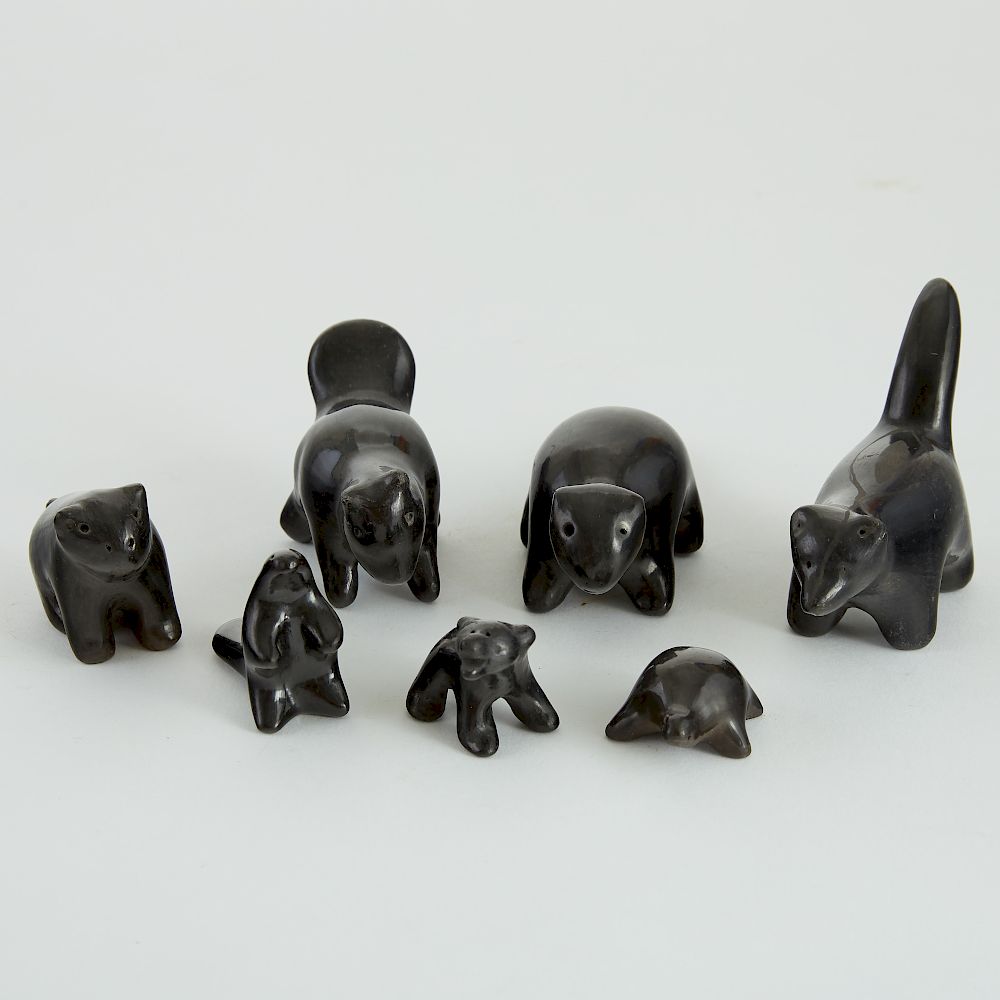 Appraisal: Group Santa Clara Blackware Pottery Animalitos Group of seven Santa