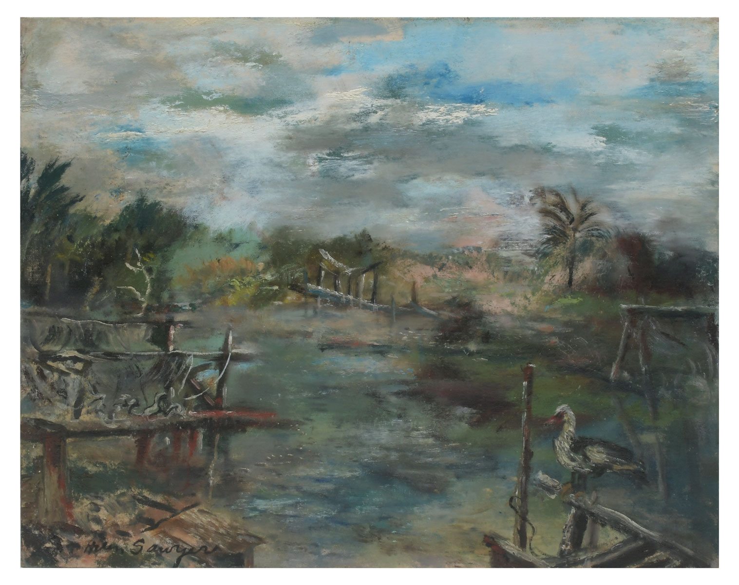 Appraisal: SAWYER Helen American - ''The Mysterious Bayou'' Oil Canvasboard ''