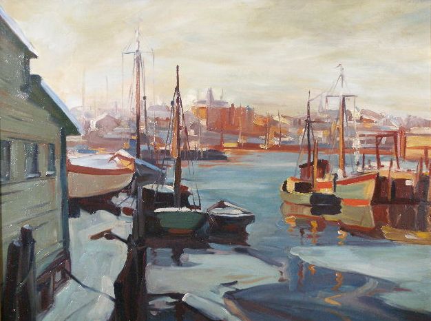 Appraisal: Emile Gruppe MA - Gloucester Harbor oil on canvas signed