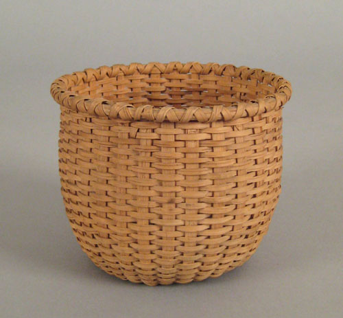 Appraisal: Diminutive splint oak basket th c h dia