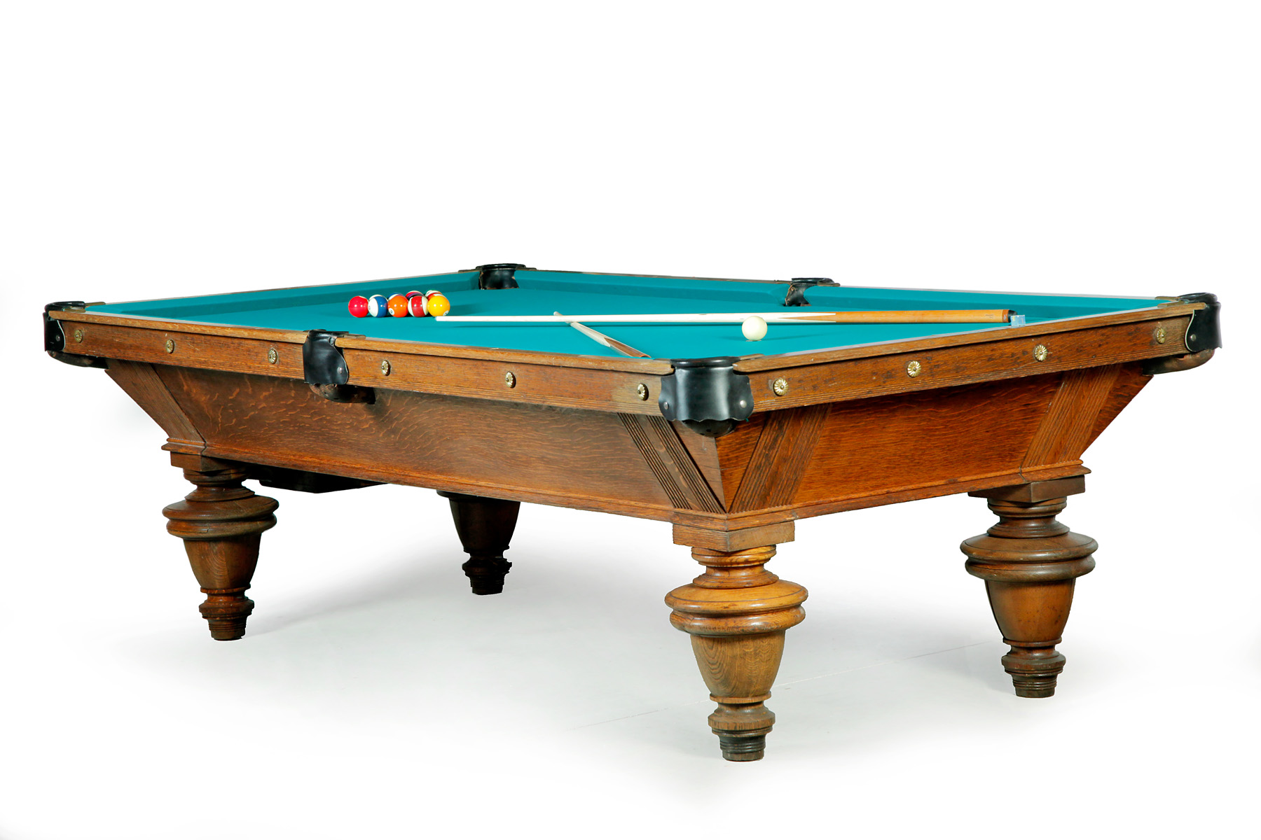 Appraisal: BRUNSWICK POOL TABLE American Ca Nine-foot table with turned legs