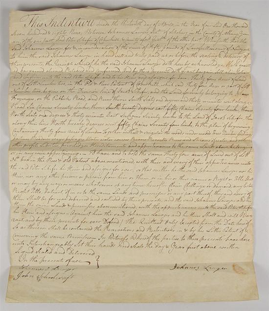 Appraisal: New York State Indenture Albany County indenture between Johanes Lawyer