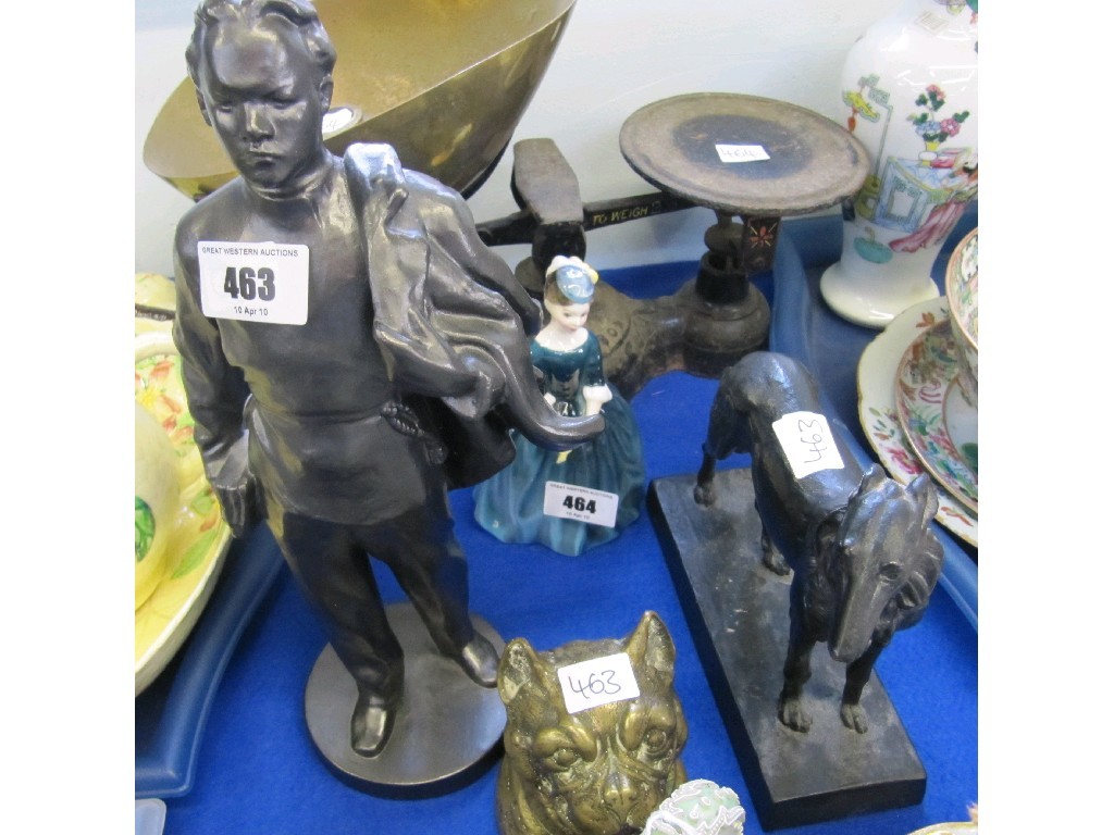 Appraisal: Lot comprising a cast metal figure of a man a