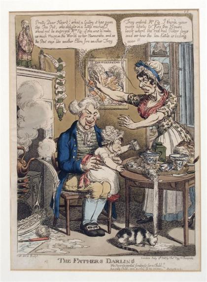 Appraisal: pieces Hand-Colored Engravings English Caricature Prints C W C The