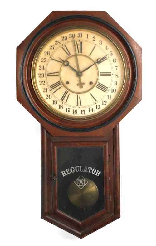 Appraisal: Ansonia walnut regulator clock early th c h