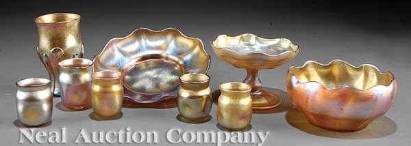 Appraisal: A Group of Tiffany Favrile Glass Vessels th c each