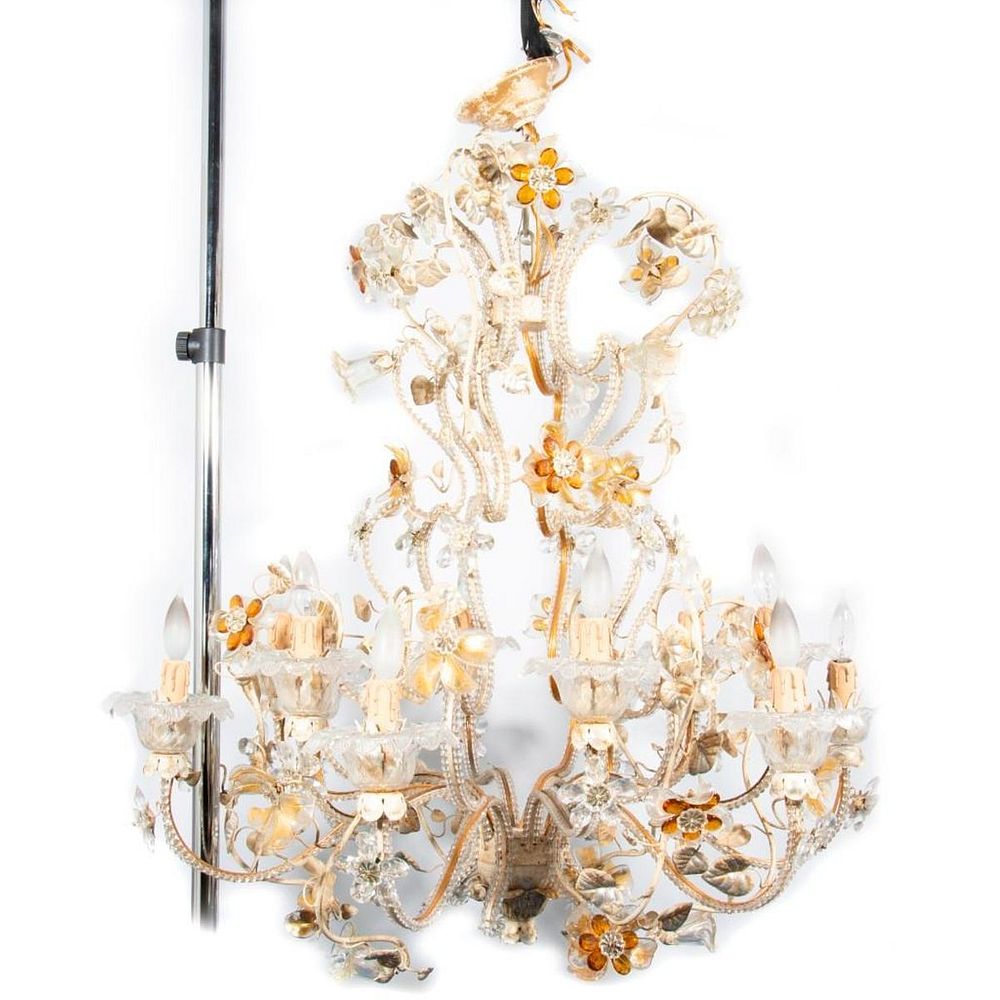 Appraisal: Murano Glass Rococo Twelve Light Chandelier Overall with glass flowerheadsand