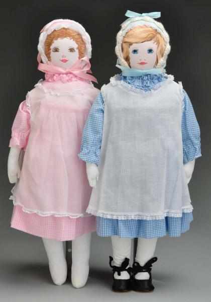 Appraisal: Lot of Cloth Polly Heckewelder Dolls Description Made by the