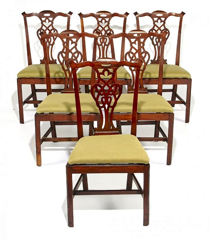 Appraisal: Set of Mahogany Chippendale Chairs th c Set of Mahogany