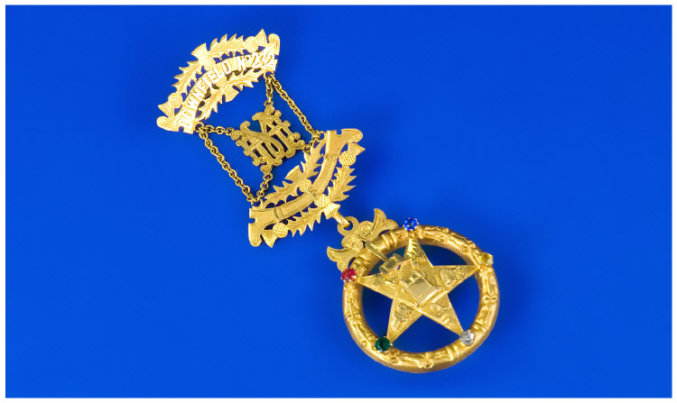 Appraisal: ct Gold Order Of The Eastern Star Pendant Brooch Downfield