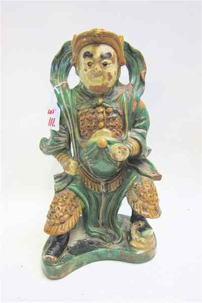 Appraisal: CHINESE TERRACOTTA POTTERY FIGURE Man seated in th century costume