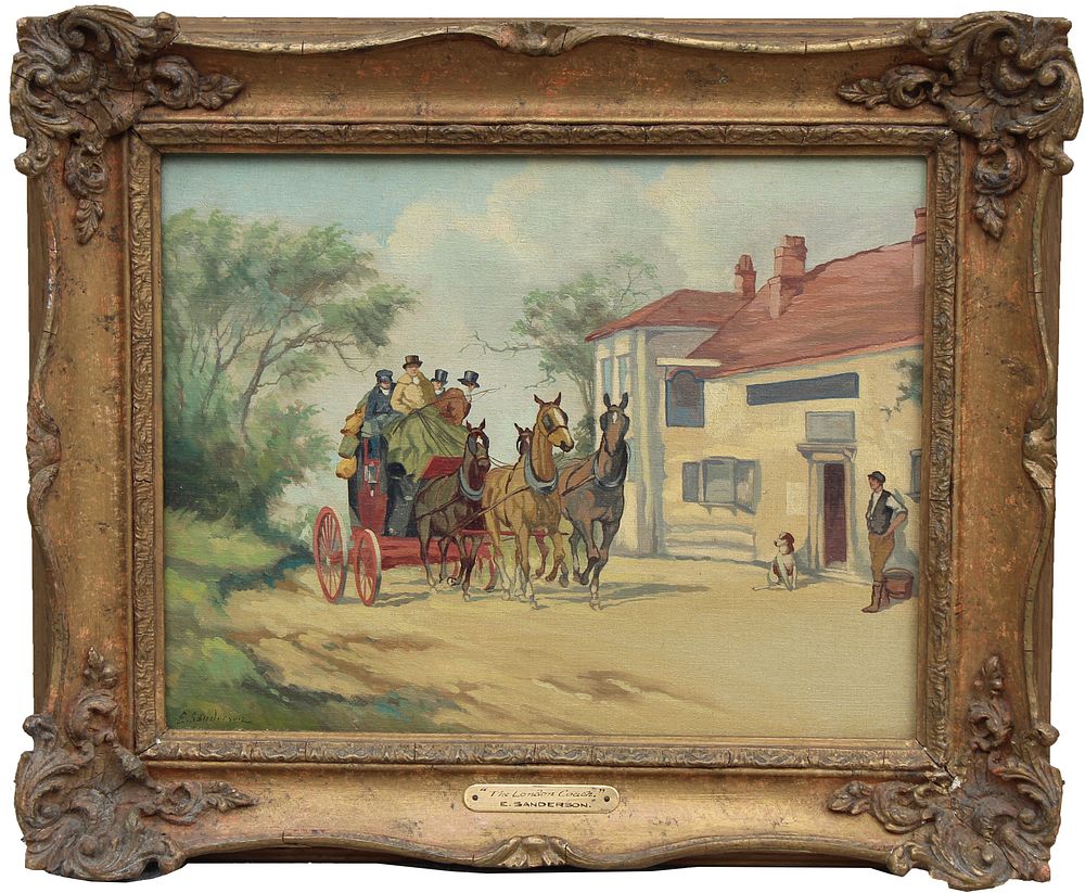 Appraisal: E Sanderson The London Coach th C Painting E Sanderson