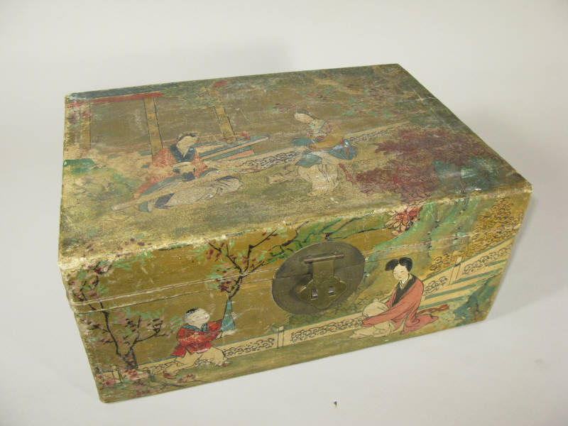 Appraisal: Oriental Dresser Box early th c hinged lid with brass